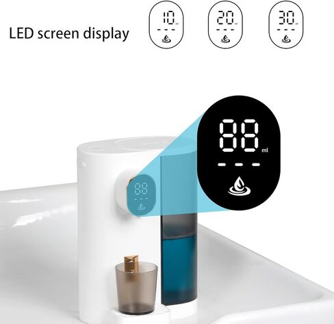 موزع غسول الفم الذكي، 4 مستويات شاشة LED مثبتة على الحائط، موزع 600 مل مع كوبين مغناطيسيين للحمام in Saudi Arabia