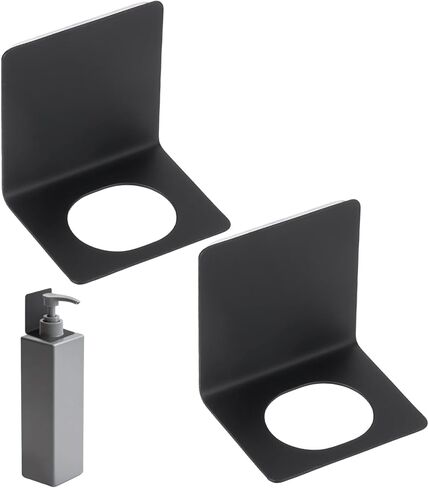 uxcell 2 Pcs Soap Bottle Dispenser Holder Wall Mount, Adhesive Shampoo Dispenser Holder Hanging Rack Shampoo Standing Shelf Storage Bracket for Soap Lotion Detergent Shower Gel, White in Saudi Arabia