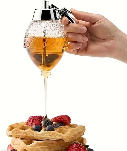 Honey Dispenser with Stand, Refillable Multi-Purpose Syrup Sauce Condiment Dispenser, Food Grade Leak Proof No Drip Manual Kitchen Tool,Easy Clean Container for Olive Oil Chocolate in Saudi Arabia
