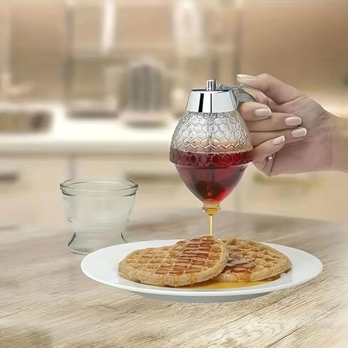 Honey Dispenser with Stand, Refillable Multi-Purpose Syrup Sauce Condiment Dispenser, Food Grade Leak Proof No Drip Manual Kitchen Tool,Easy Clean Container for Olive Oil Chocolate in Saudi Arabia
