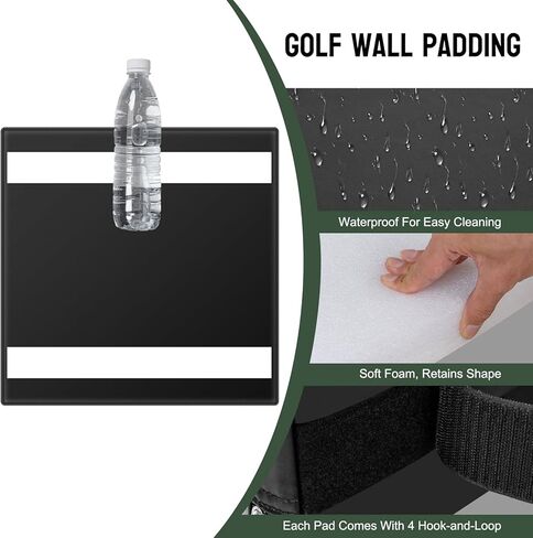 6 Pack golf simulator padding Panels, 20 x 20 x 2 in Each, PU Leather Surface, golf sim wall pad for ceiling, Self-Adhesive, Impact Protection for Golf Simulators in Kuwait