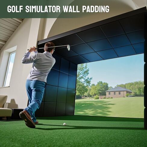 6 Pack golf simulator padding Panels, 20 x 20 x 2 in Each, PU Leather Surface, golf sim wall pad for ceiling, Self-Adhesive, Impact Protection for Golf Simulators in Kuwait