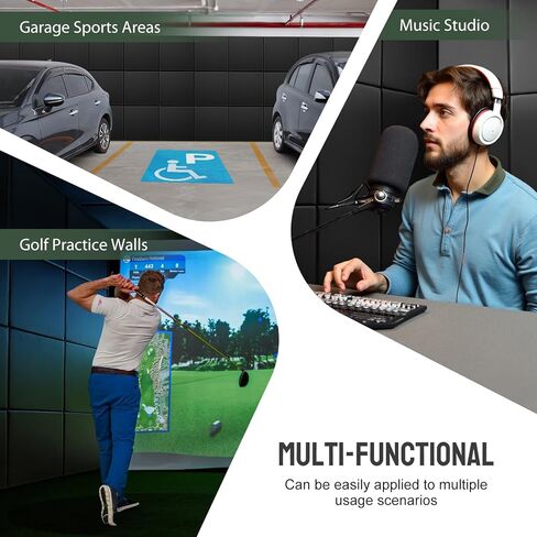 6 Pack golf simulator padding Panels, 20 x 20 x 2 in Each, PU Leather Surface, golf sim wall pad for ceiling, Self-Adhesive, Impact Protection for Golf Simulators in Kuwait