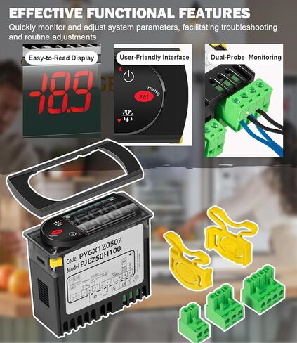 PJEZS0H100 Temperature Controller, Digital Thermostat with Temperature Sensor Probe Compatible with Carel and All Refrigerator Types, 115V, Black in Saudi Arabia
