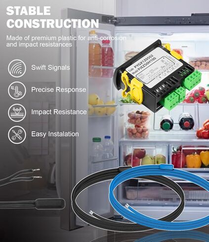 PJEZS0H100 Temperature Controller, Digital Thermostat with Temperature Sensor Probe Compatible with Carel and All Refrigerator Types, 115V, Black in Saudi Arabia