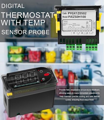 PJEZS0H100 Temperature Controller, Digital Thermostat with Temperature Sensor Probe Compatible with Carel and All Refrigerator Types, 115V, Black in Saudi Arabia