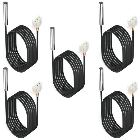DS18B20 High-Accuracy 10K Waterproof Temperature Sensor Probe, 5Pcs 1M Stainless Steel Digital Thermistor Sensor for Real-Time Monitoring in Saudi Arabia