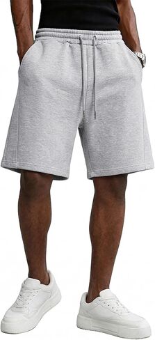 Men's Baggy Sweat Shorts Casual Drawstring Elastic Waist Loose Fit Summer Athletic Workout Gym Shorts with Pockets in Saudi Arabia