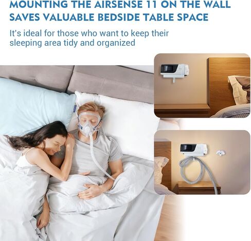 مجموعة أرفف تثبيت على الحائط Cpap مطورة، مجموعة أرفف تثبيت على الحائط Cpap لـ AirSense 11 مع شماعة خرطوم Cpap وخطاف قناع، توفر المساحة، وتوفر المساحة، وتجنب تشابك الخرطوم (أبيض) in Kuwait
