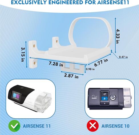 مجموعة أرفف تثبيت على الحائط Cpap مطورة، مجموعة أرفف تثبيت على الحائط Cpap لـ AirSense 11 مع شماعة خرطوم Cpap وخطاف قناع، توفر المساحة، وتوفر المساحة، وتجنب تشابك الخرطوم (أبيض) in Kuwait