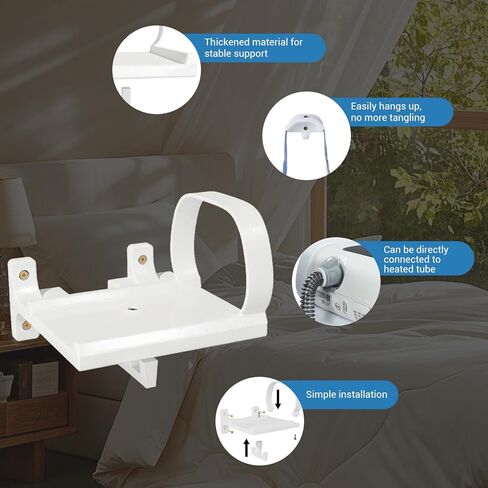 مجموعة أرفف تثبيت على الحائط Cpap مطورة، مجموعة أرفف تثبيت على الحائط Cpap لـ AirSense 11 مع شماعة خرطوم Cpap وخطاف قناع، توفر المساحة، وتوفر المساحة، وتجنب تشابك الخرطوم (أبيض) in Kuwait