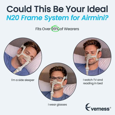 بديل لموصل ResMed AirFit N20 إلى AirMini - يسلط الضوء على ختم مناسب للغناء ومانع للتسرب مع غطاء رأس قابل للتنفس ونظام إطار متين لموصل CPAP AirMini N20 in Kuwait