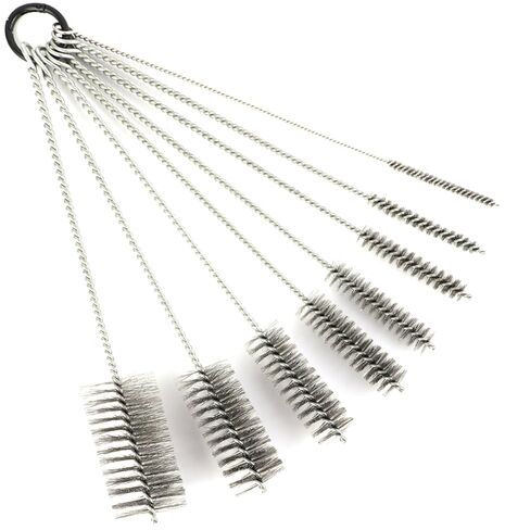 16 1/2 Inch Extra Long Stainless Steel Tube Brushes, Wire Pipe Cleaning Set with Stainless Steel Bristles, Tube Bottle Brush Kit, 8 Sizes for Auto Parts, Bottles, Tubes, Etc in Kuwait
