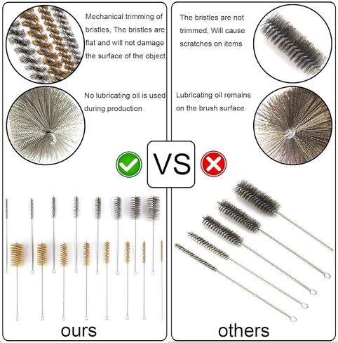 16 1/2 Inch Extra Long Stainless Steel Tube Brushes, Wire Pipe Cleaning Set with Stainless Steel Bristles, Tube Bottle Brush Kit, 8 Sizes for Auto Parts, Bottles, Tubes, Etc in Kuwait