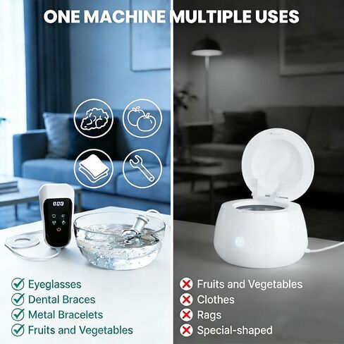 Ultrasonic Jewelry Cleaner, Baby Bottle Sonic Cleaner, 4 Cleaning Modes & Auto Timer,True 60kHz Ultrasonic Cleaning Wand for Glasses, Fruits and Veggies, Seafood, Rust Removal, for Home Travel in Saudi Arabia