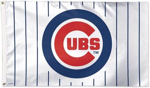 علم WinCraft CHICAGO CUBS PINSTRIPES FLAG - فاخر 3' X 5'، أبيض in Saudi Arabia