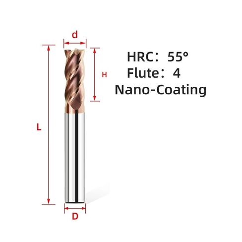 Carbide End Mills HRC55 Cutting Tool Interval 0.1mm CNC Maching Flat Metal Cutter 2/4F Tungsten Steel Milling(D1.6xD4x50L) in Saudi Arabia