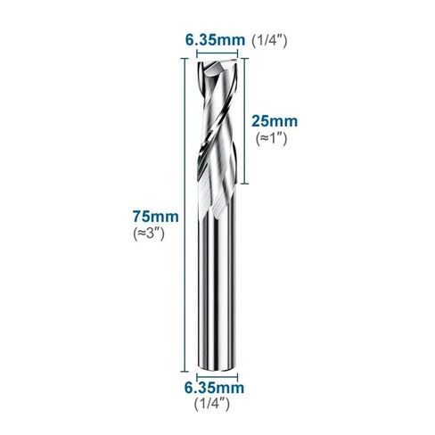 1pc Up Cut Carbide Milling Cutter 6.35mm Shank 2 Flute Spiral End Mill CNC Router Bit in Saudi Arabia