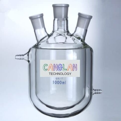 4-Necks Glass Jacketed Flask Reactor Vessel Double Layer 1000ml in Kuwait