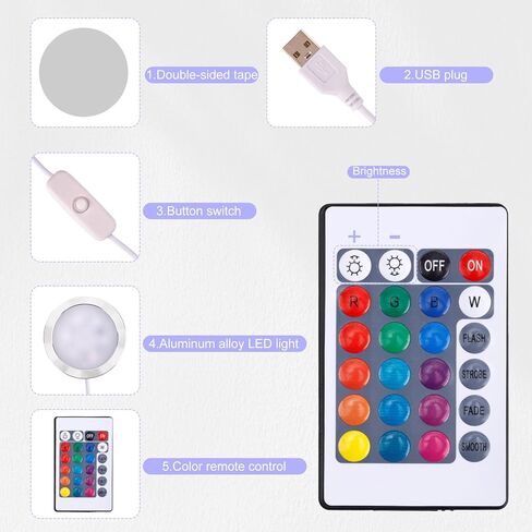 2pcs LED Lamp Kit 001 for Bambu Lab 3D Printing, 16 Colors Remote Control LED Light Kit 5V USB Powered Compatible with Bambu Lab/Makerworld/Makeronline Printe Light Box Accessories in Saudi Arabia