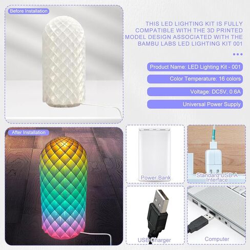 2pcs LED Lamp Kit 001 for Bambu Lab 3D Printing, 16 Colors Remote Control LED Light Kit 5V USB Powered Compatible with Bambu Lab/Makerworld/Makeronline Printe Light Box Accessories in Saudi Arabia