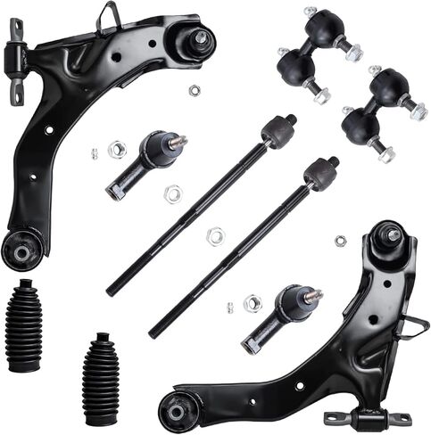 Detroit Axle-4WD Front Link Kit 10PC Ford F-150 F-250 Expedition Lincoln Navigator ، 2 ذراع التحكم العليا مع مفاصل الكرة 2 مفاصل الكرة السفلى 2 قضبان الترجيع 4 قضبان التعادل in Kuwait