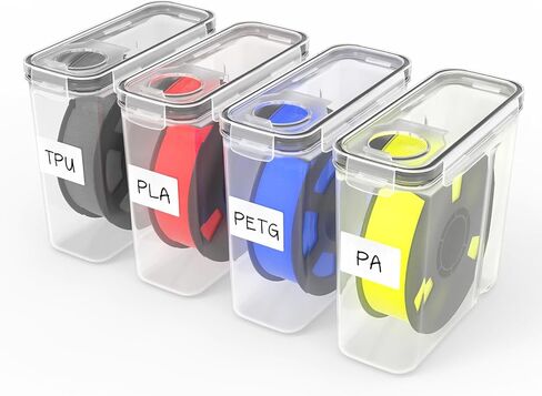 صندوق تخزين الشعيرات - 8 عبوات من حاويات خيوط الطباعة ثلاثية الأبعاد مع ختم سيليكون سميك، منظم قابل لإعادة الاستخدام مقاوم للغبار مع ملصقات قابلة للكتابة لـ 1.75 مم PLA، ABS، PETG، TPU، PA (9.05 بوصة × 8 بوصة × 3 بوصة) in Kuwait