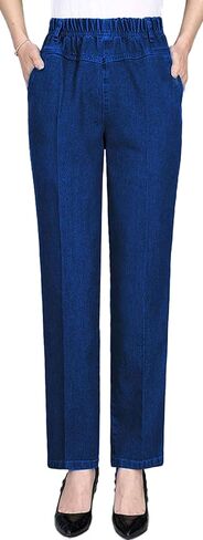 Women's Straight Leg Elastic Waist Cotton Blend Pull On Jeans in Saudi Arabia