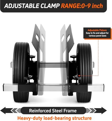 Heavy Duty Panel Dolly 1100LBS Capacity Door Cart with 10" Solid Rubber Wheels,Adjustable Clamp Panel Cart with Handle, All Terrain Slab Dolly for Drywall Sheet Heavy Material-Black in Kuwait