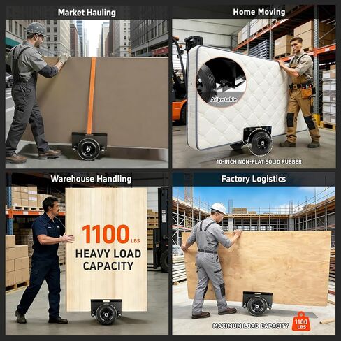 Heavy Duty Panel Dolly 1100LBS Capacity Door Cart with 10" Solid Rubber Wheels,Adjustable Clamp Panel Cart with Handle, All Terrain Slab Dolly for Drywall Sheet Heavy Material-Black in Kuwait