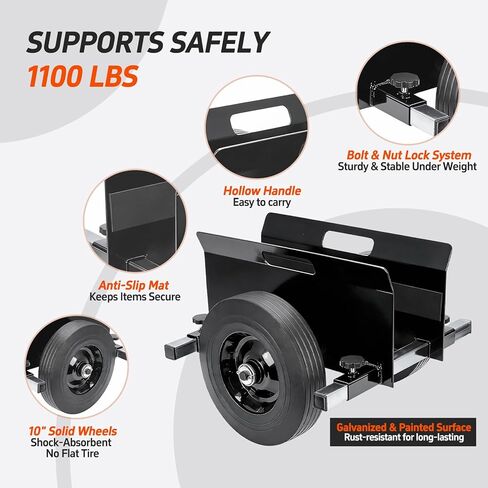 Heavy Duty Panel Dolly 1100LBS Capacity Door Cart with 10" Solid Rubber Wheels,Adjustable Clamp Panel Cart with Handle, All Terrain Slab Dolly for Drywall Sheet Heavy Material-Black in Kuwait
