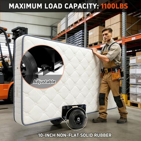 Heavy Duty Panel Dolly 1100LBS Capacity Door Cart with 10" Solid Rubber Wheels,Adjustable Clamp Panel Cart with Handle, All Terrain Slab Dolly for Drywall Sheet Heavy Material-Black in Kuwait