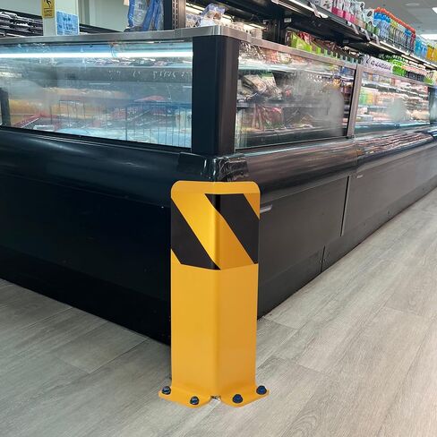 واقيات أعمدة رفوف البليت شديدة التحمل - 4 قطع من واقيات الأعمدة الفولاذية مع مسامير التثبيت، وحماية الرف المثبتة على الأرض للمستودعات والسلامة الصناعية in Kuwait