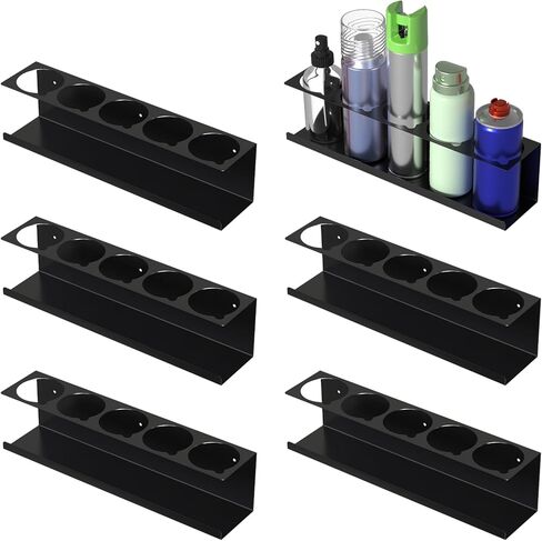 sogiv 4 Pack Spray Can Holder Organizer, Wall-Mounted Steel Spray Bottle Rack, Tool Box Storage Rack, 5 Cans Metal Paint Can Organizer for Garage, Workspace, Shop, Home or Tool Trailer, Black in Saudi Arabia