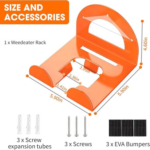 Weed Eater Hanger, Garage Organizer Trimmer Rack Wall Mount, Garden Power Tool Holder Garage Hooks for Grass Trimmer, Hedge Trimmer, Leaf Blower and Chainsaw Storage, 1 Pack in Saudi Arabia