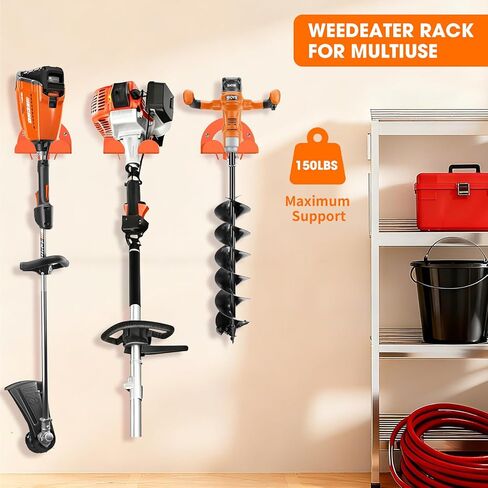 Weed Eater Hanger, Garage Organizer Trimmer Rack Wall Mount, Garden Power Tool Holder Garage Hooks for Grass Trimmer, Hedge Trimmer, Leaf Blower and Chainsaw Storage, 1 Pack in Saudi Arabia