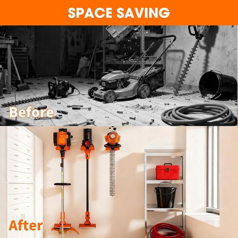 Weed Eater Hanger, Garage Organizer Trimmer Rack Wall Mount, Garden Power Tool Holder Garage Hooks for Grass Trimmer, Hedge Trimmer, Leaf Blower and Chainsaw Storage, 1 Pack in Saudi Arabia