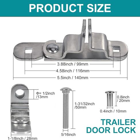 مشبك باب المقطورة شديد التحمل مع أبازيم، مزلاج باب البضائع المغلق مع 304 مسامير من الفولاذ المقاوم للصدأ لقفل الكاميرا ومقابض المنحدر (عبوتان) in Kuwait