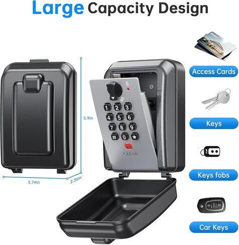 Key Lock Box,12 Digit Combination LockBox for Keys,Resttable Code,Large Capacity & Weatherproof Outdoor,hide a key outside,Wall Mount,Spare Key Wall Safe Storage for Warehouse,Home,Office,Garage in Kuwait