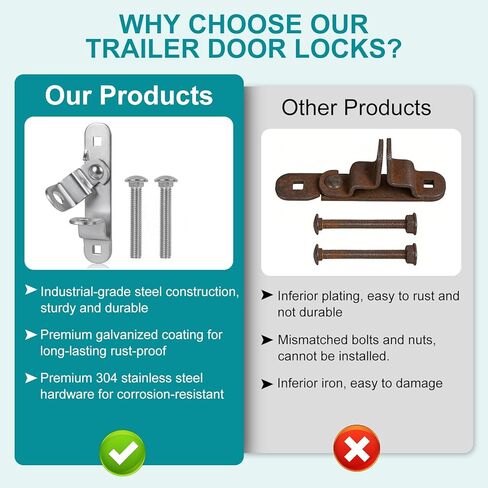 مشبك باب المقطورة شديد التحمل مع أبازيم، مزلاج باب البضائع المغلق مع 304 مسامير من الفولاذ المقاوم للصدأ لقفل الكاميرا ومقابض المنحدر (عبوتان) in Kuwait