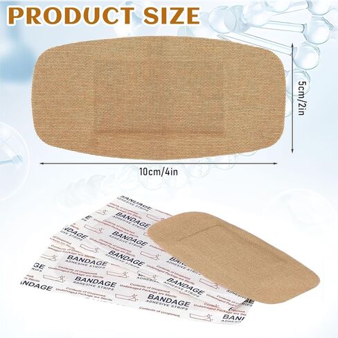 200 قطعة من الضمادات الكبيرة السائبة 2 × 4 بوصة ضمادات لاصقة مرنة كبيرة للعناية بالجروح من القماش للعناية وحماية الجروح in Kuwait