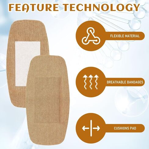 200 قطعة من الضمادات الكبيرة السائبة 2 × 4 بوصة ضمادات لاصقة مرنة كبيرة للعناية بالجروح من القماش للعناية وحماية الجروح in Kuwait