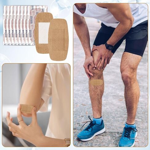 200 قطعة من الضمادات الكبيرة السائبة 2 × 4 بوصة ضمادات لاصقة مرنة كبيرة للعناية بالجروح من القماش للعناية وحماية الجروح in Kuwait