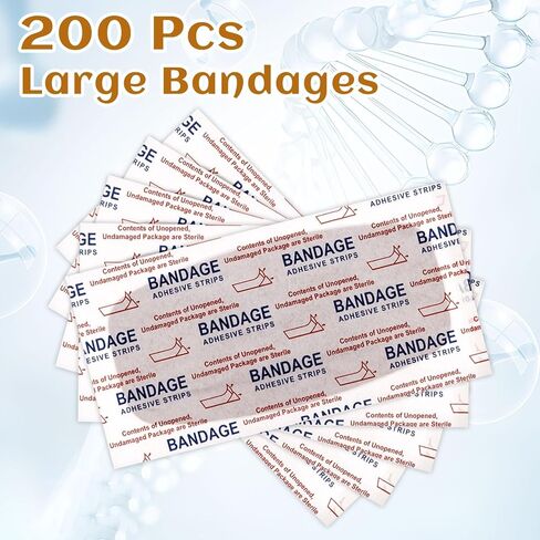 200 قطعة من الضمادات الكبيرة السائبة 2 × 4 بوصة ضمادات لاصقة مرنة كبيرة للعناية بالجروح من القماش للعناية وحماية الجروح in Kuwait