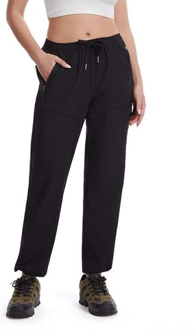 Womens Lightweight Hiking Cargo Pants with 4 Zipper Pockets Quick Dry Joggers for Workout Casual Outdoor Camping in Saudi Arabia