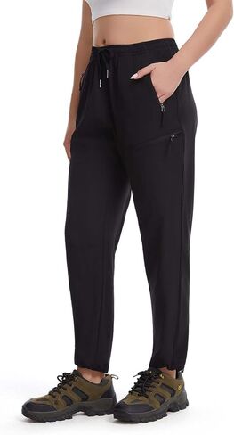 Womens Lightweight Hiking Cargo Pants with 4 Zipper Pockets Quick Dry Joggers for Workout Casual Outdoor Camping in Saudi Arabia