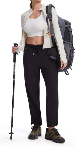 Womens Lightweight Hiking Cargo Pants with 4 Zipper Pockets Quick Dry Joggers for Workout Casual Outdoor Camping in Saudi Arabia