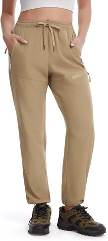 Womens Lightweight Hiking Cargo Pants with 4 Zipper Pockets Quick Dry Joggers for Workout Casual Outdoor Camping in Saudi Arabia