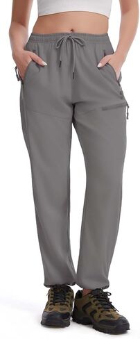 Womens Lightweight Hiking Cargo Pants with 4 Zipper Pockets Quick Dry Joggers for Workout Casual Outdoor Camping in Saudi Arabia