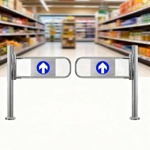 Stainless Steel Automatic Swing Gate for Supermarket Entrances - Self-Closing Two-Way Door with Safety Guardrail for Yards, Manual Pedestrian Access, 180cm x 100cm in Saudi Arabia